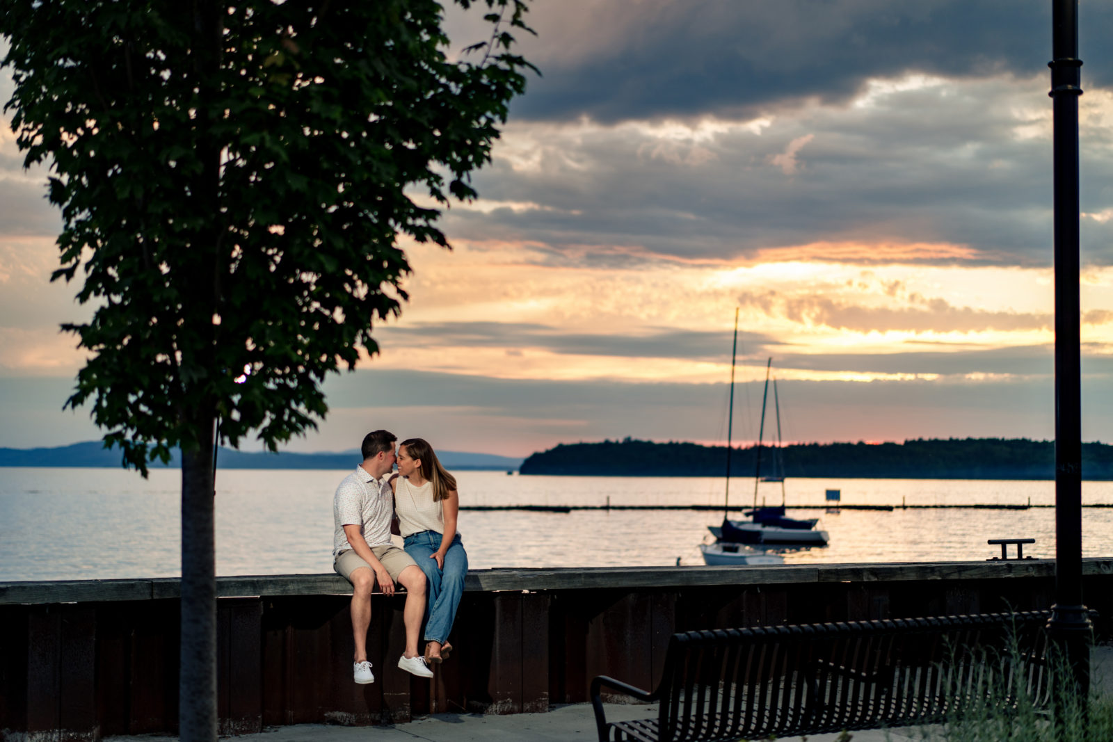burlington vermont engagement session at sunset on lake champlain by andy madea