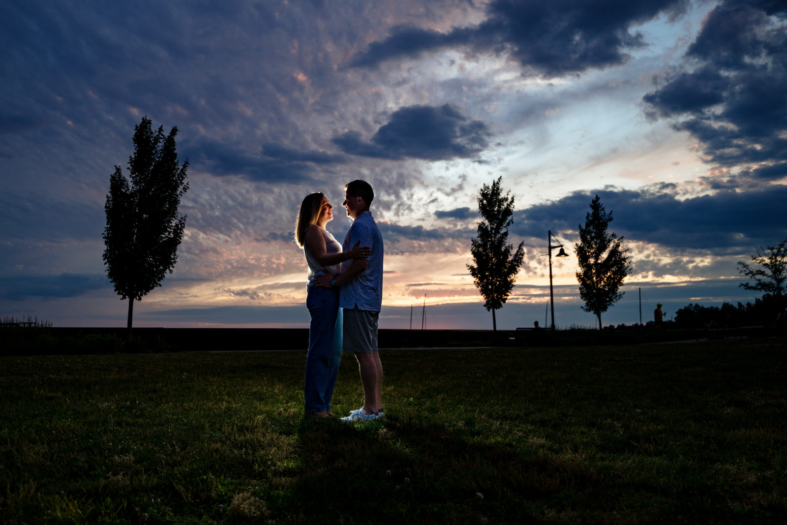 sunset portraits during engagement session burlington vermont by andy madea