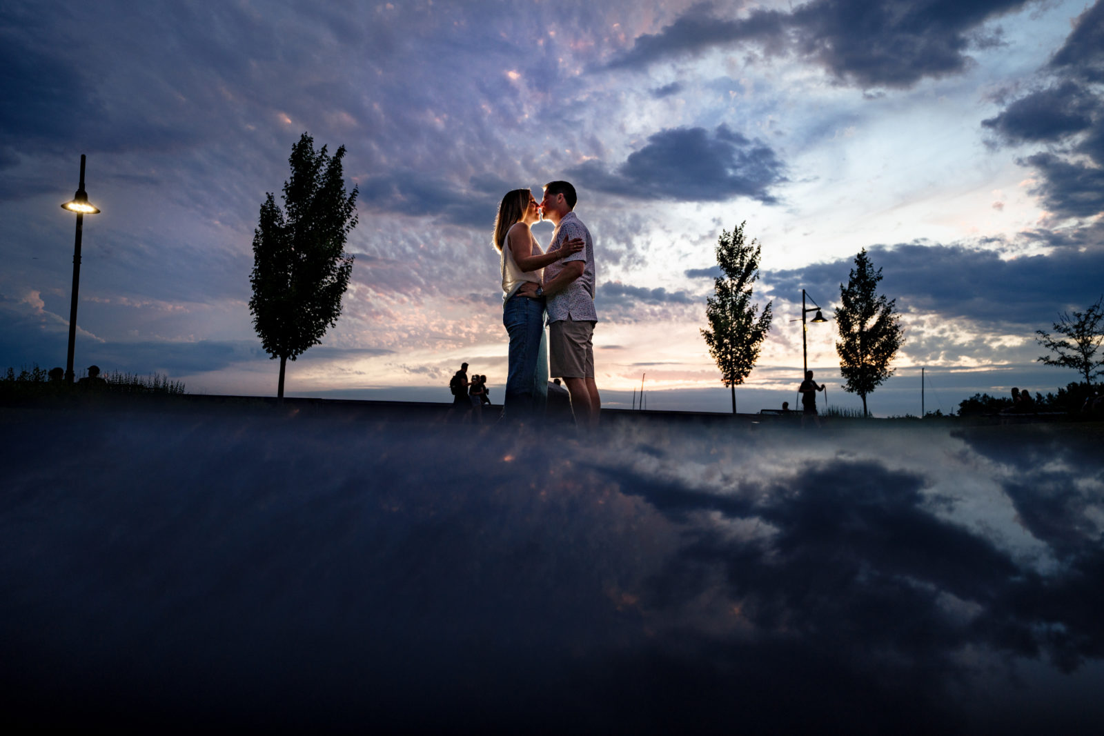 creative portrait during engagement session on burlington vermont waterfront by andy madea